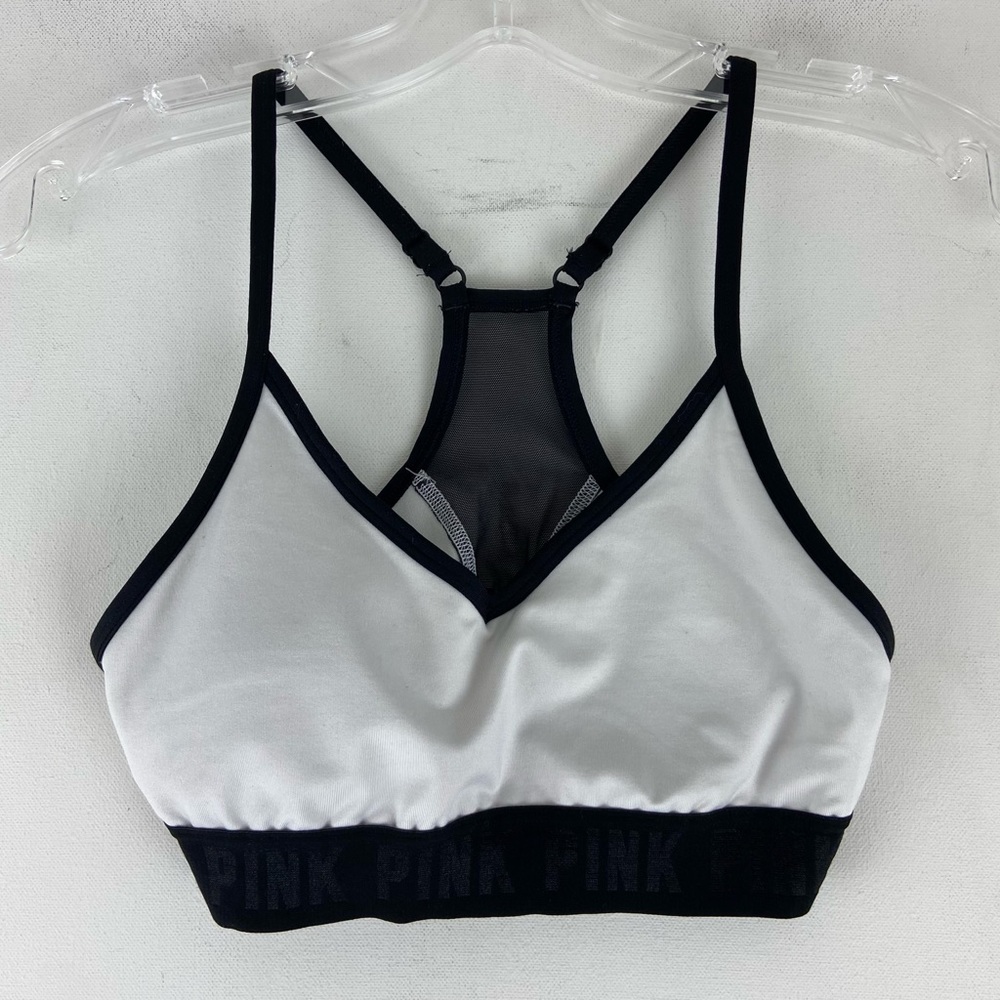 Victoria’s Secret pink lightly lined black white sports bra (569)